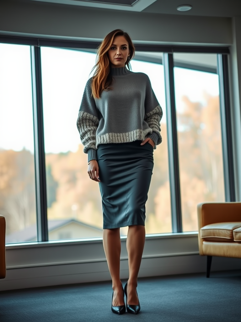 14. Slouchy Sweater and Pencil Skirt