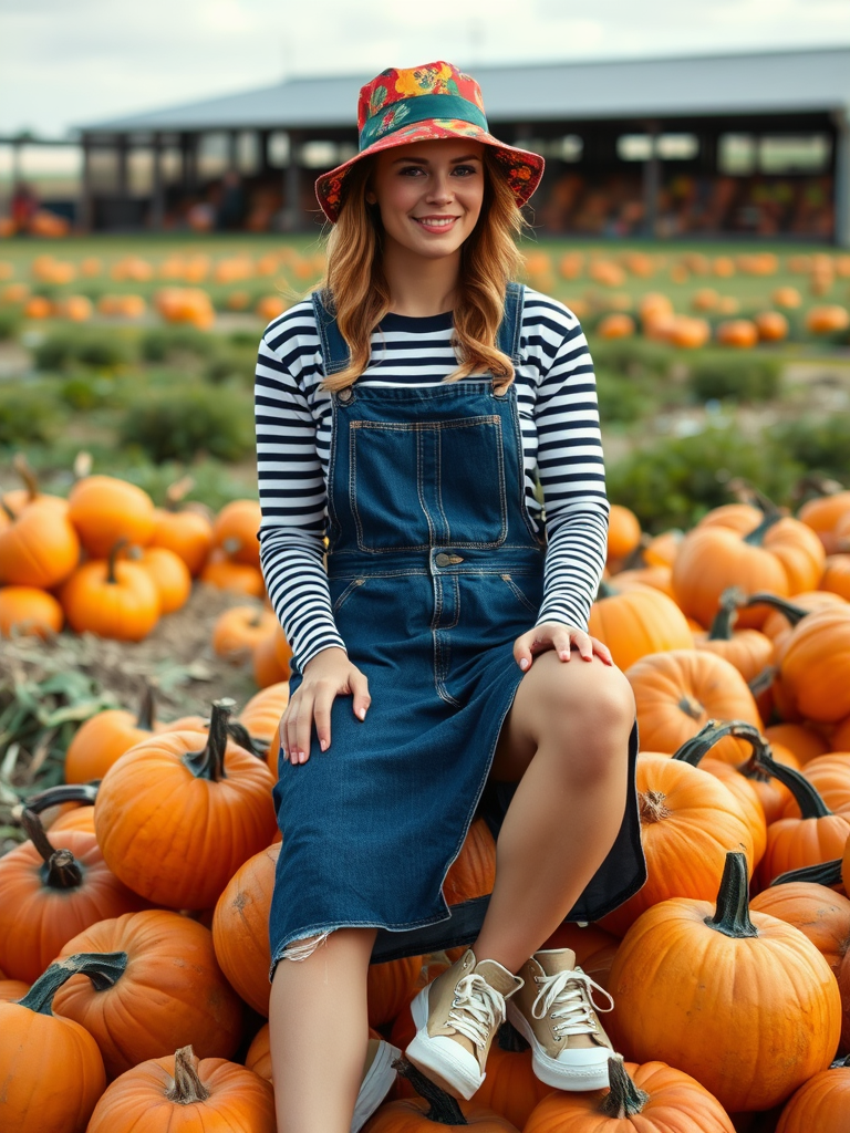 19. Bucket Hat and Overalls Dress