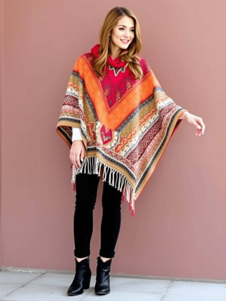 20. The Poncho and Skinny Jeans Look