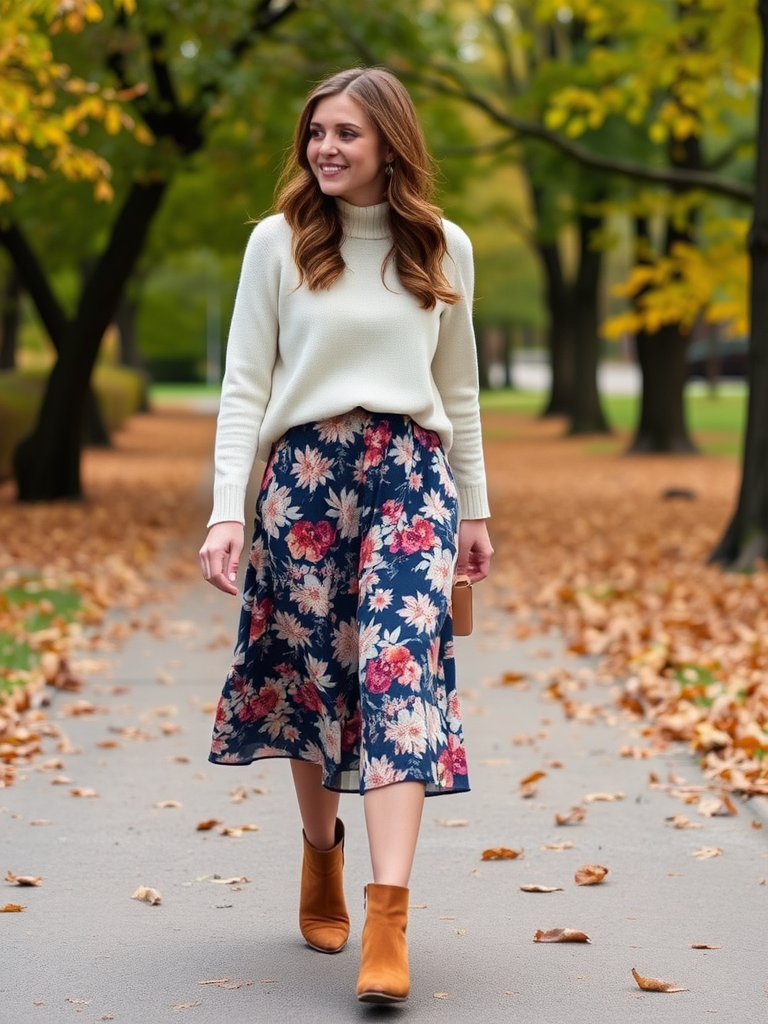 4. Midi Skirt and Ankle Boots