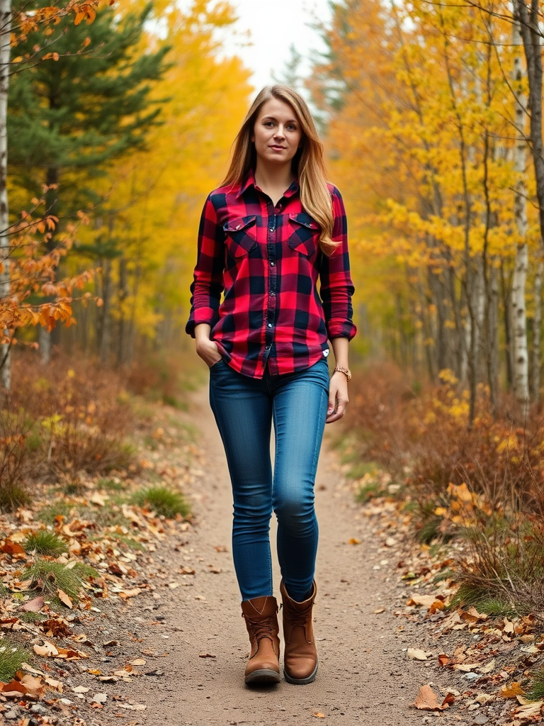 9. Plaid Shirt and Hiking Boots