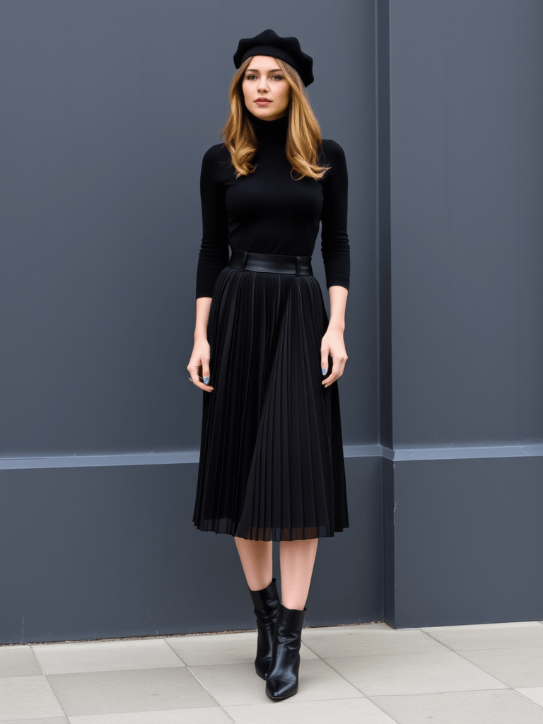 4. The Turtleneck and Midi Skirt Duo