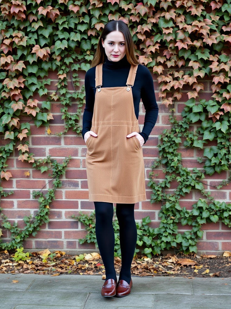 Turtleneck and Overall Dress