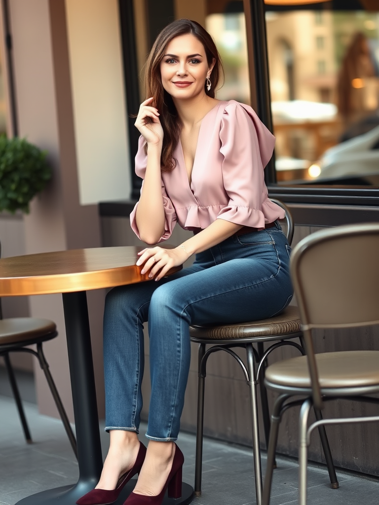 18. Puff Sleeve Blouse and Jeans