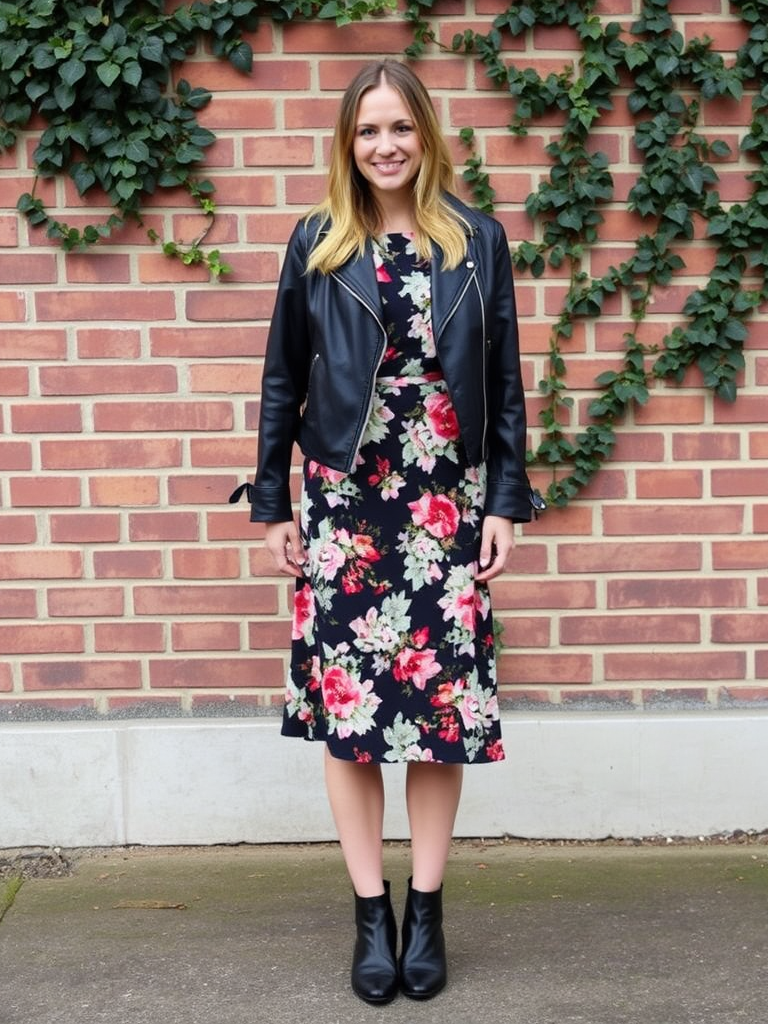 3. Leather Jacket and Dress