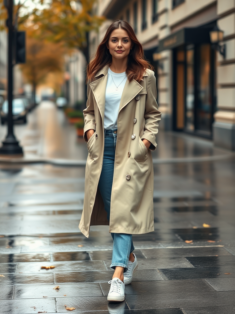 18. Trench Coat and Jeans