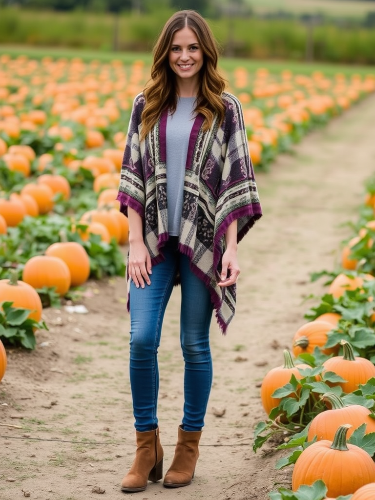 Poncho and Skinny Jeans