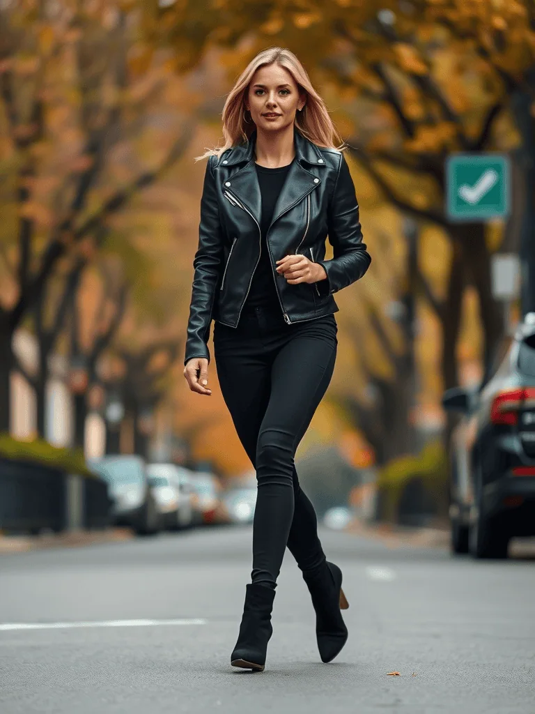 2. Leather Jacket and Leggings