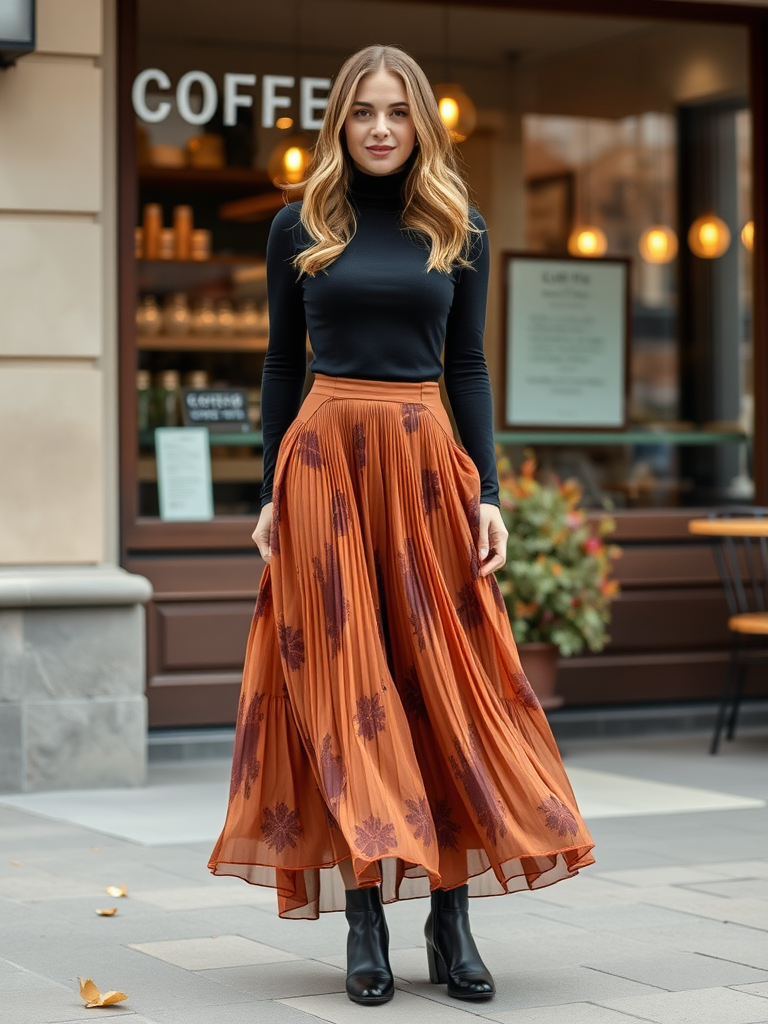 3. Midi Skirt and Turtleneck