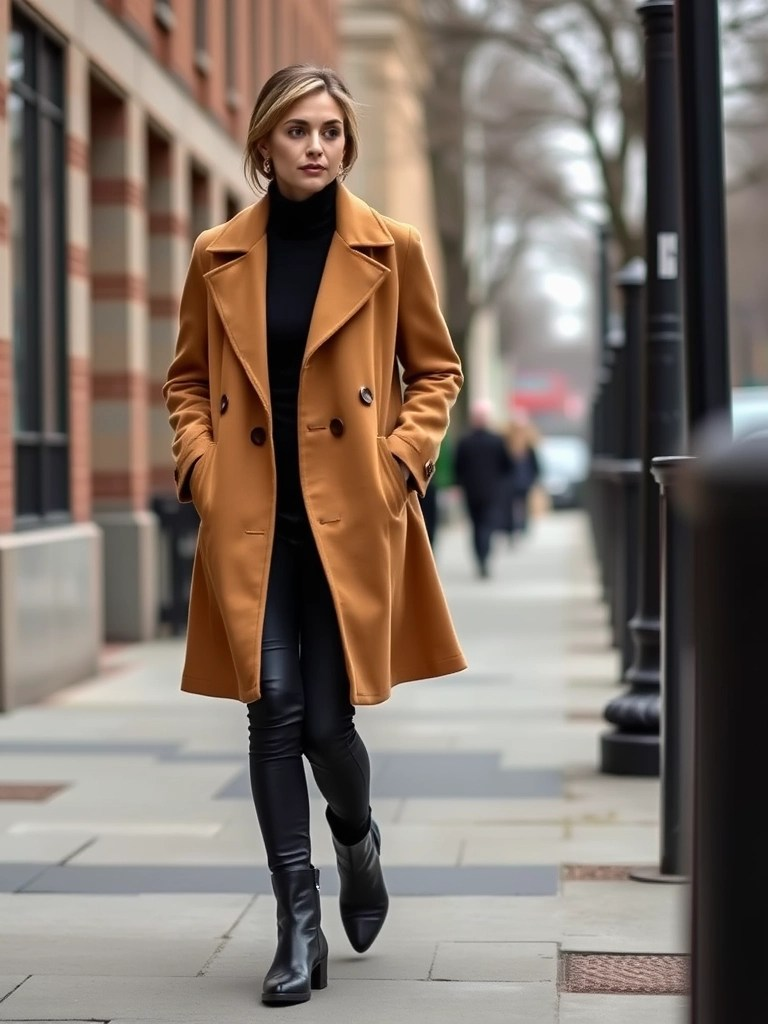 7. Camel Coat and All-Black Everything