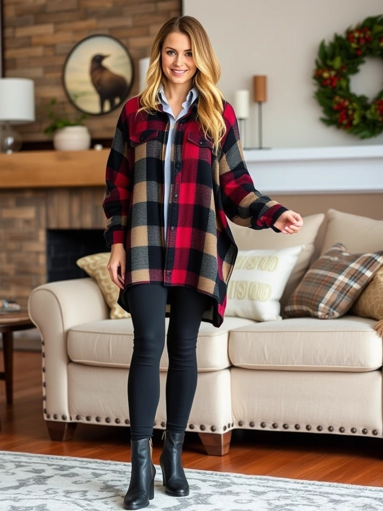 8. Plaid Shirt and Leggings
