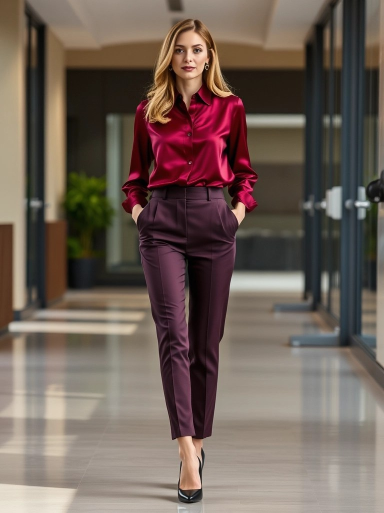 11. Silk Blouse and Tailored Trousers