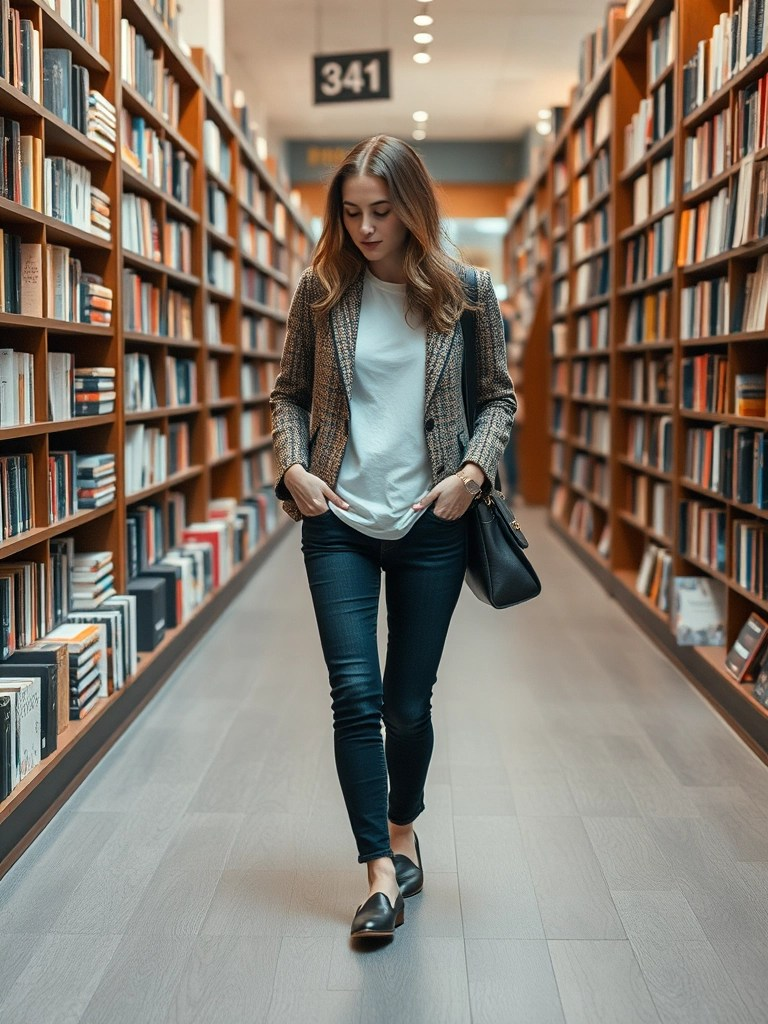 14. Tweed Jacket and Dark Denim