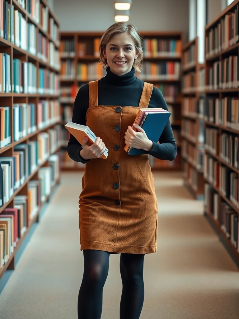 20. Turtleneck and Pinafore Dress