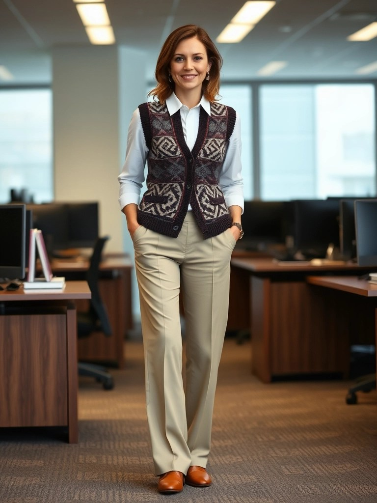 23. Sweater Vest and Button-Up Shirt