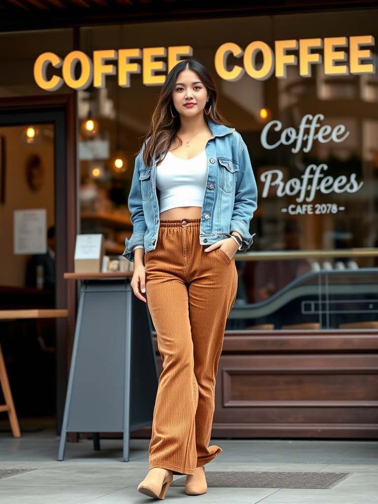 Corduroy Pants and Crop Top
