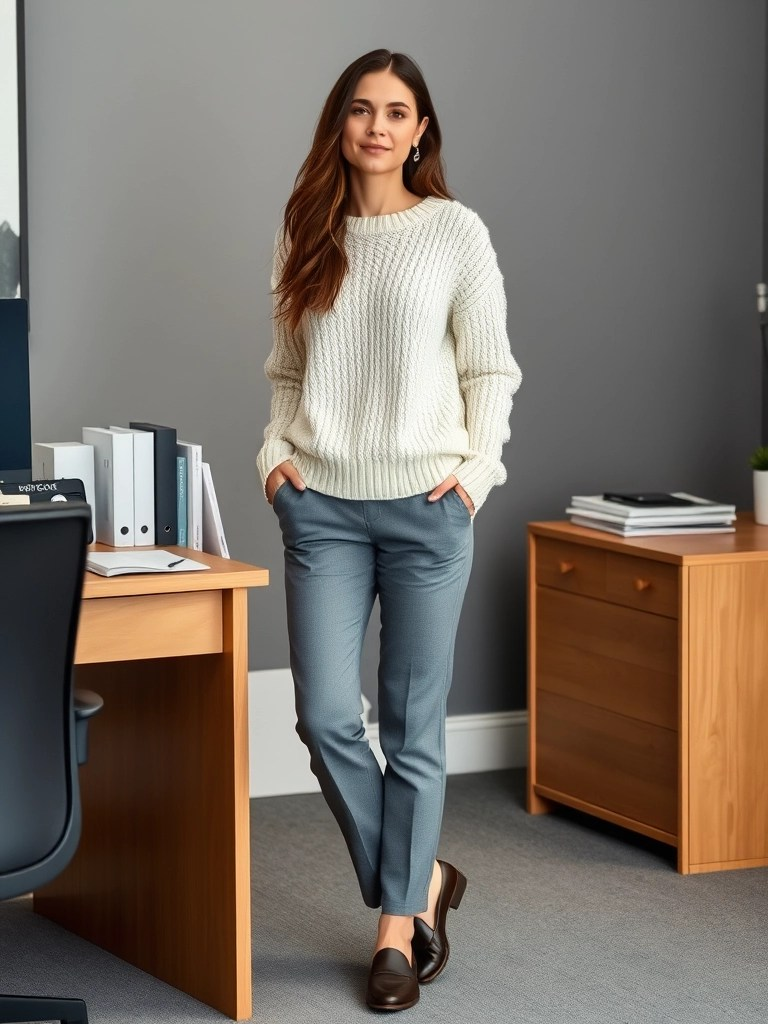 4. Tailored Trousers and Chunky Knit