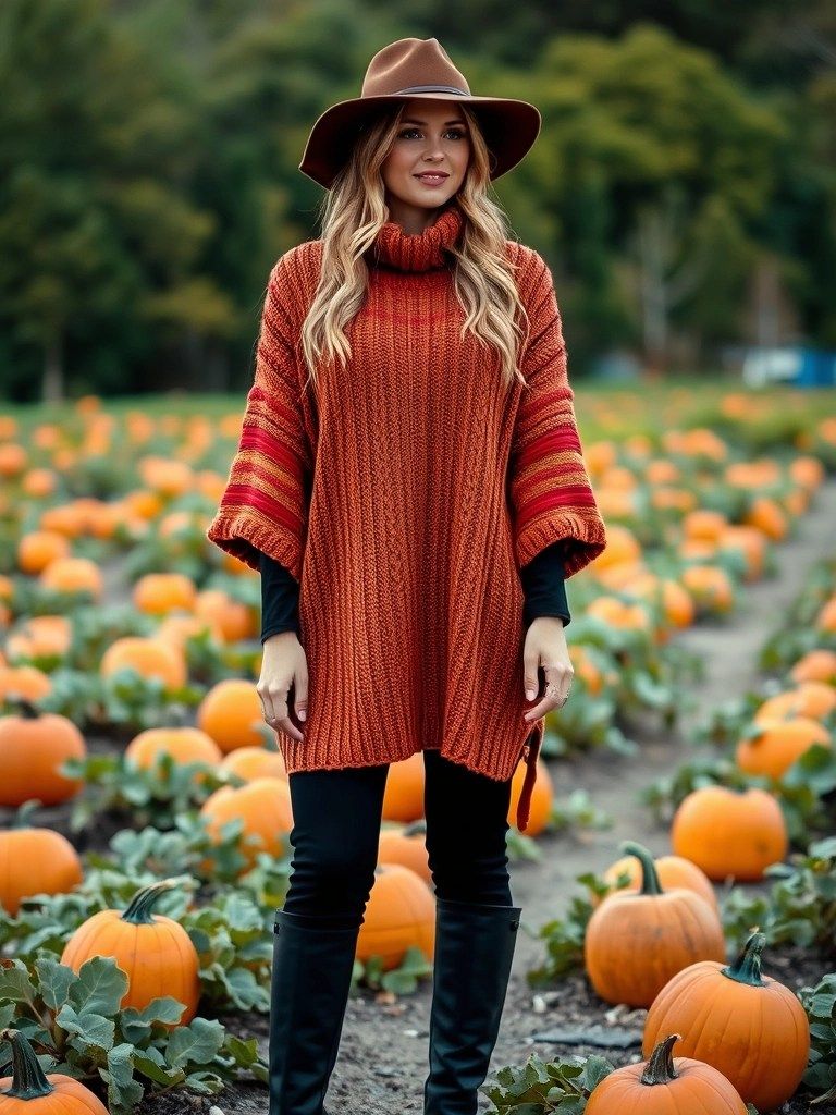 Turtleneck Poncho and Leggings
