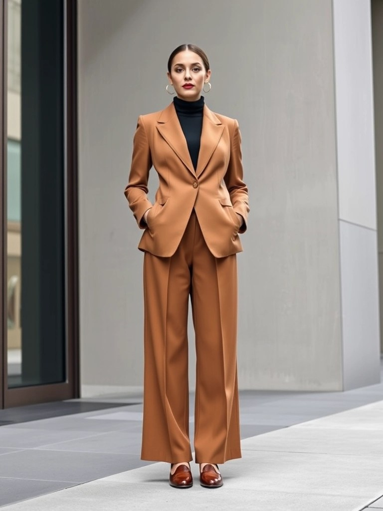 Turtleneck, Blazer, and Culottes