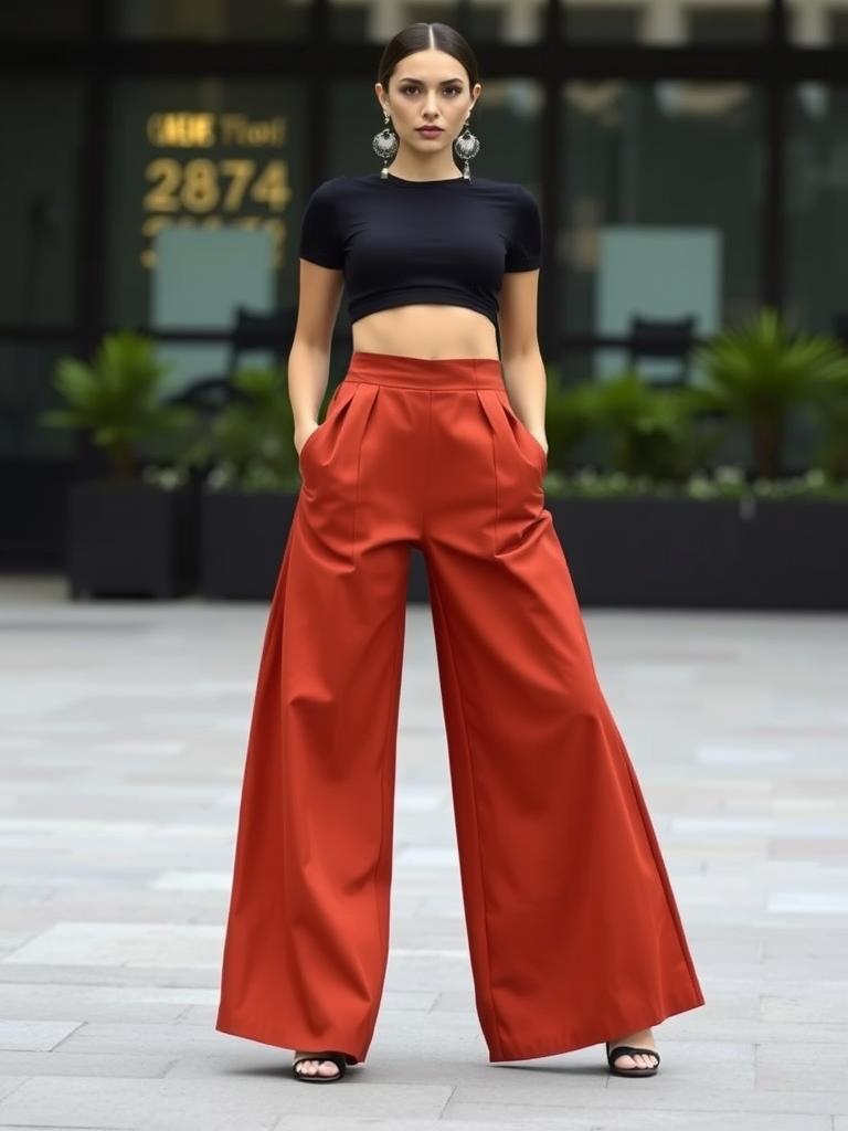 Wide-Leg Pants and Crop Top