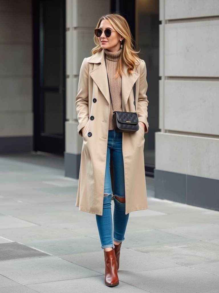 Trench Coat and Jeans