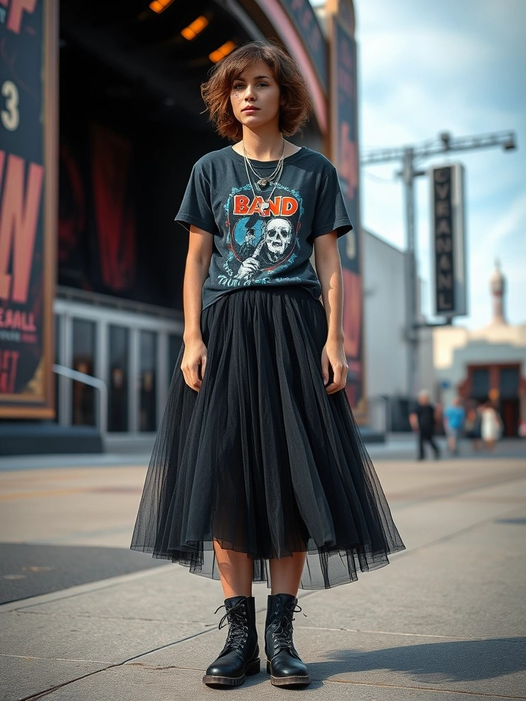 21. Band Tee and Tulle Skirt