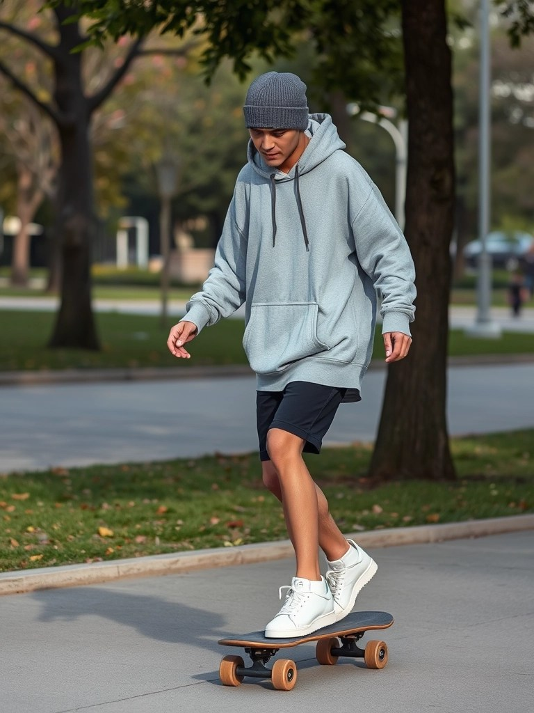 11. Oversized Hoodie and Bike Shorts