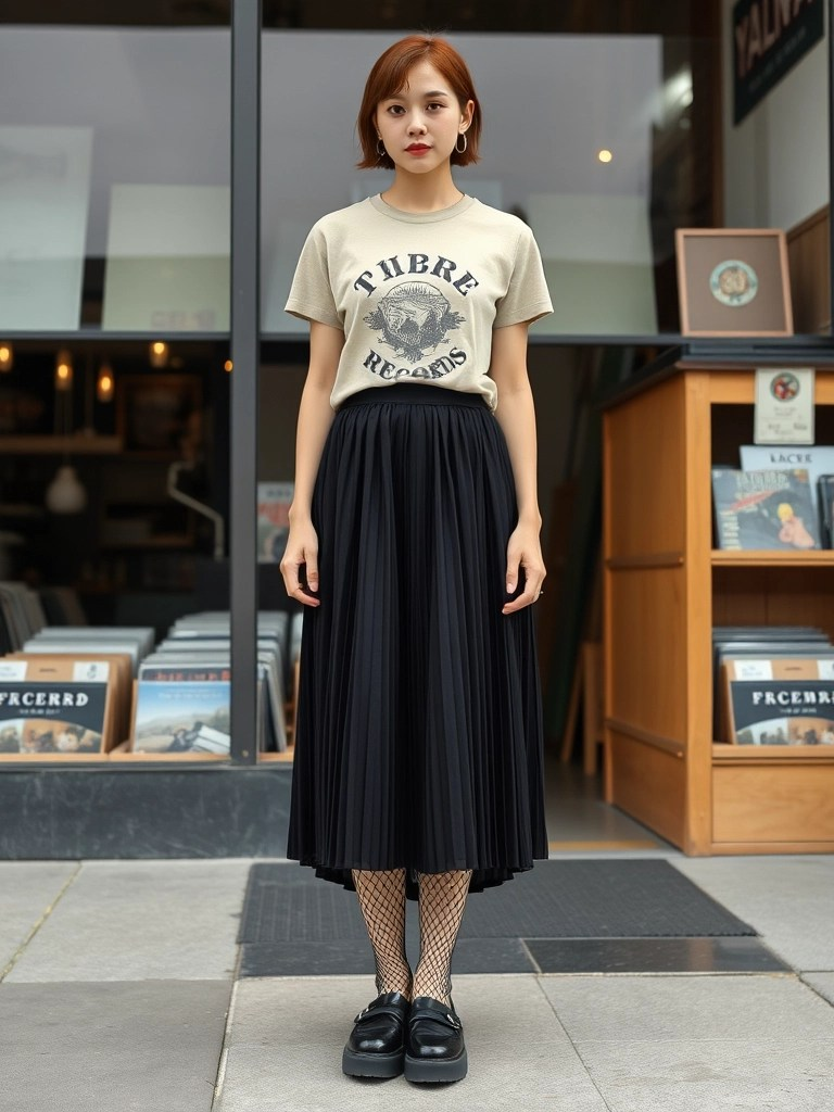 9. Graphic Tee and Midi Skirt