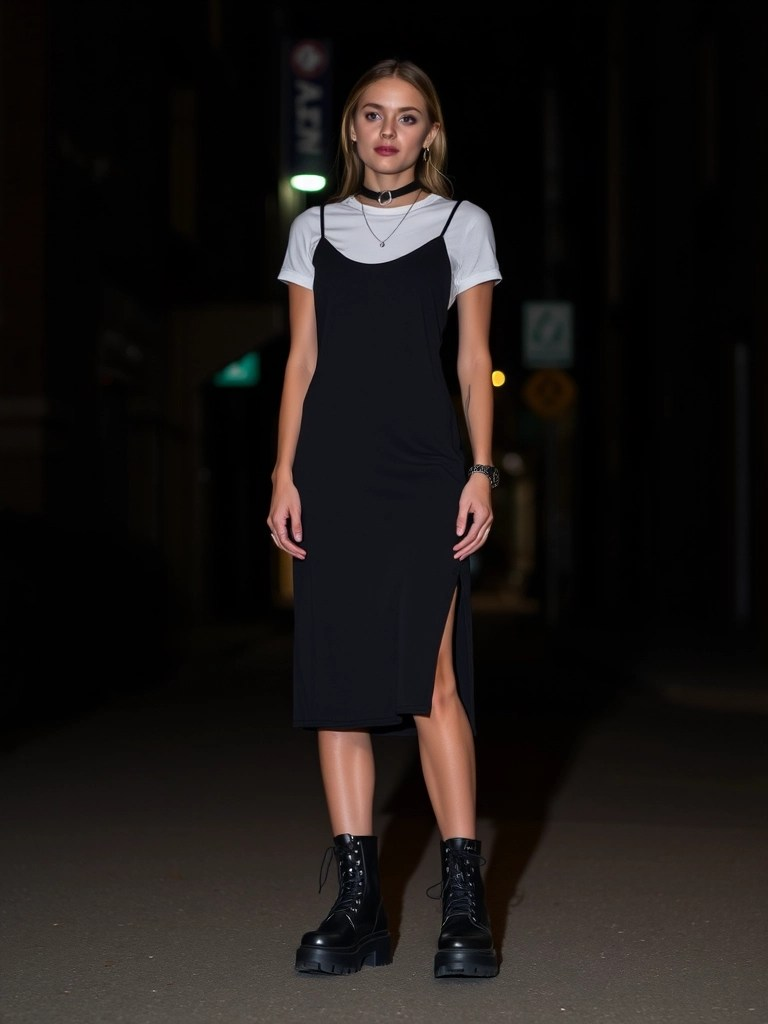 6. Slip Dress and Combat Boots
