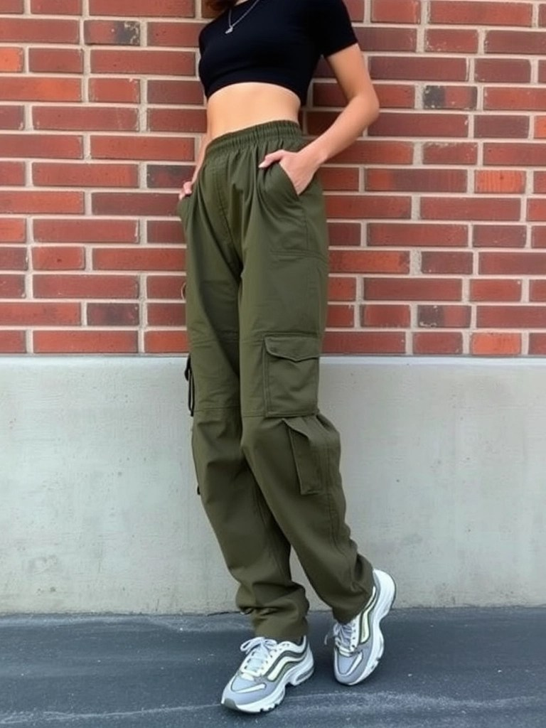5. Baggy Cargo Pants and Crop Top