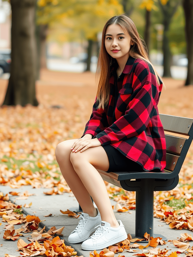 Oversized Flannel and Bike Shorts