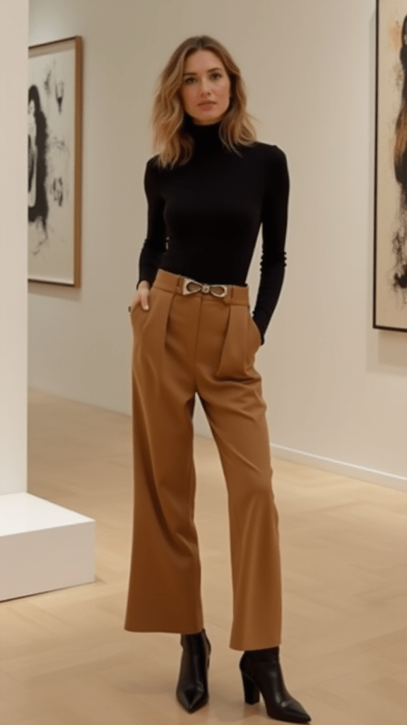 Turtleneck Bodysuit and Wide-Leg Pants