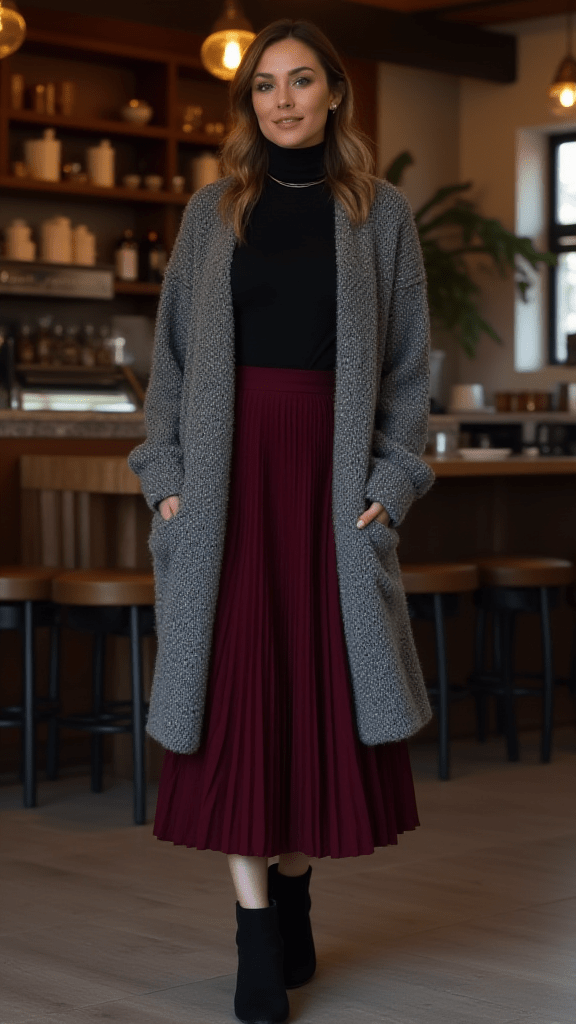 Oversized Cardigan and Midi Skirt