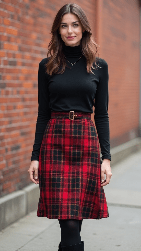 4. Turtleneck and Midi Skirt