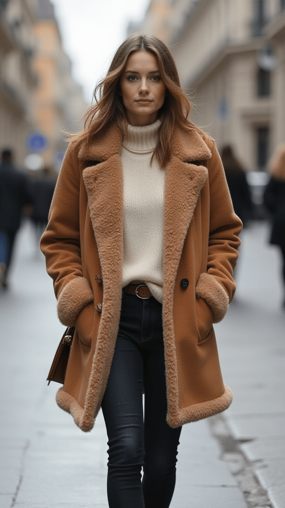 5. Shearling Coat and Skinny Jeans