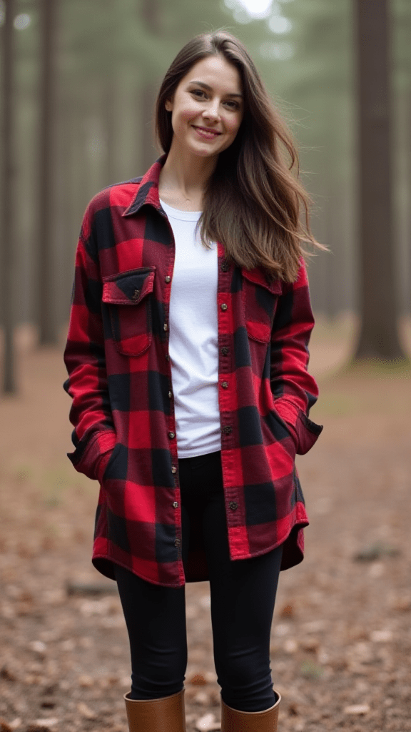 6. Flannel Shirt and Leggings