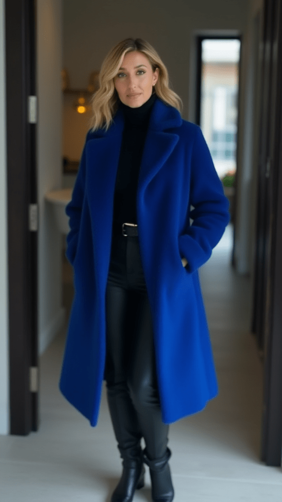 Colorful Coat Over All-Black Ensemble