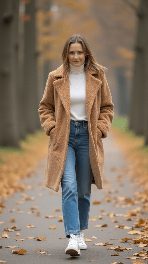2. Teddy Coat and Jeans