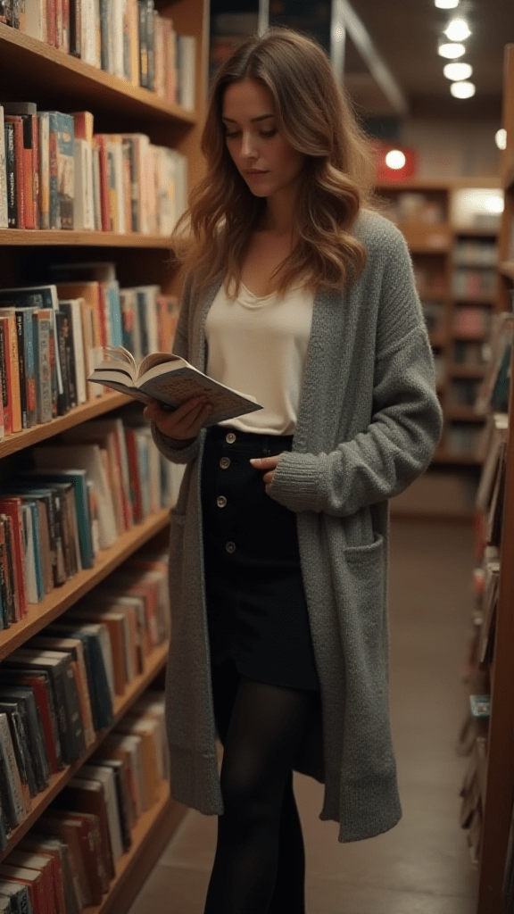 12. Maxi Cardigan and Mini Skirt