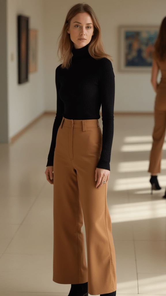 Turtleneck Bodysuit and Wide-Leg Pants