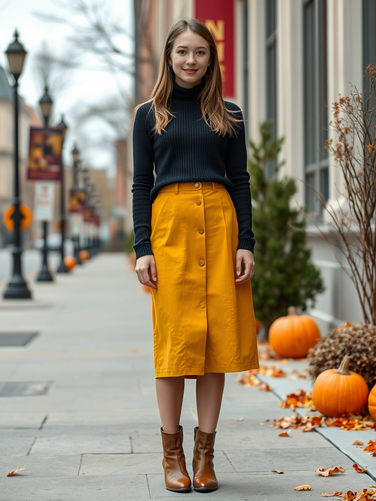 Midi Skirt and Turtleneck