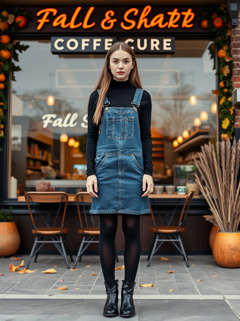 Turtleneck and Overall Dress