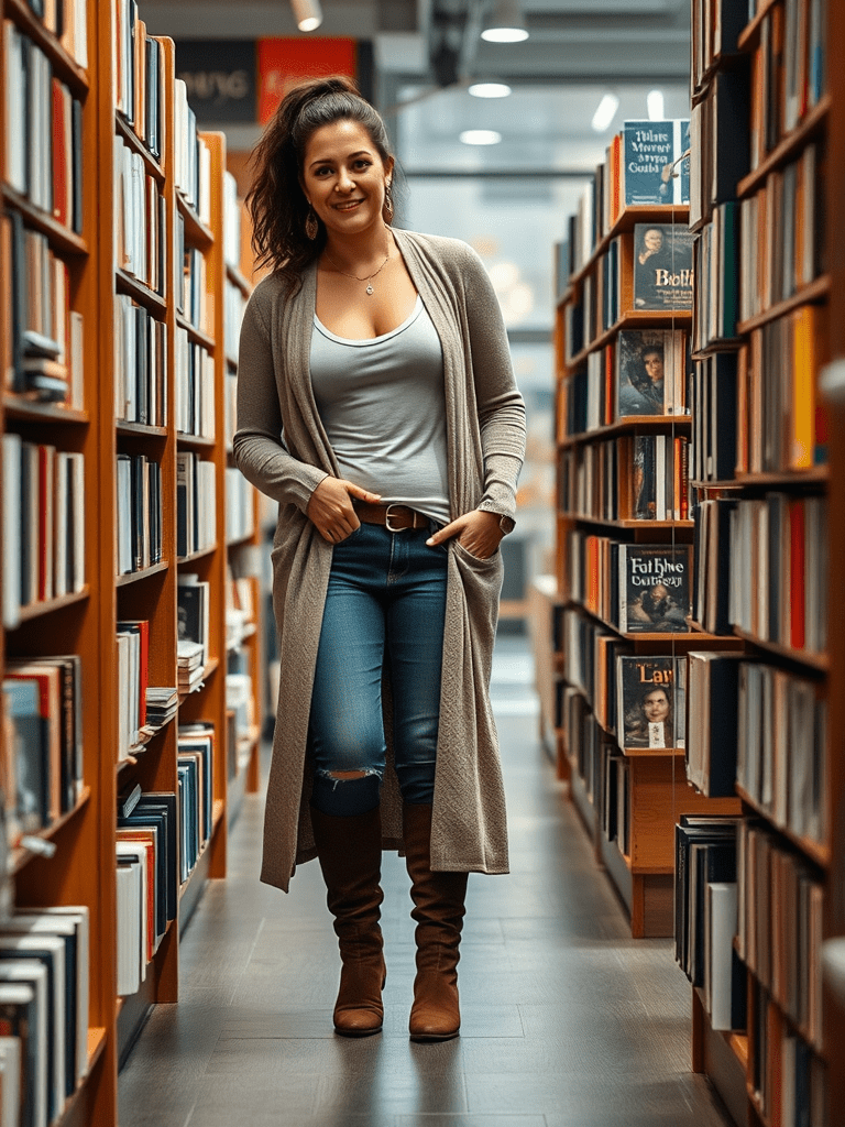 Layered Cardigan over Tank Top with Skinny Jeans