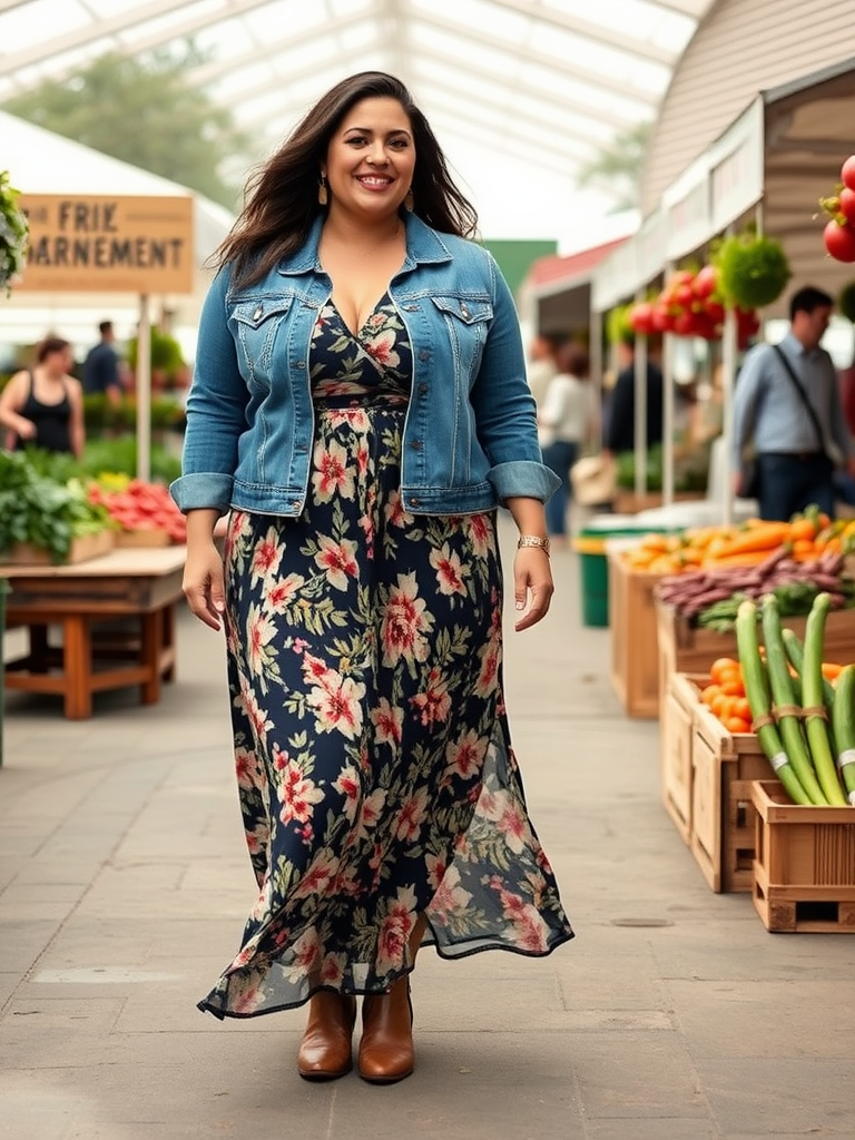 Denim Jacket over Maxi Dress